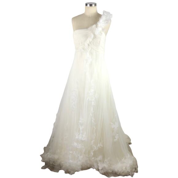 MANUEL MOTA PRONOVIAS Wedding Dress One Shoulder‎ Tulle Flowers Gown